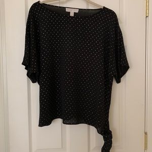 Michael Kors Black Tie Top with Silver Dots